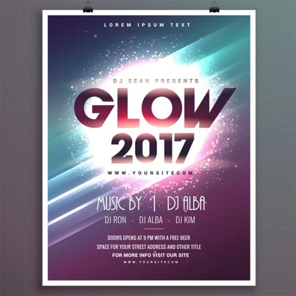 Free PSD Glow Party Flyer Design