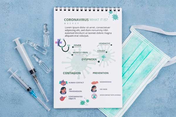 Free PSD Medical Desk With Notebook And Masks