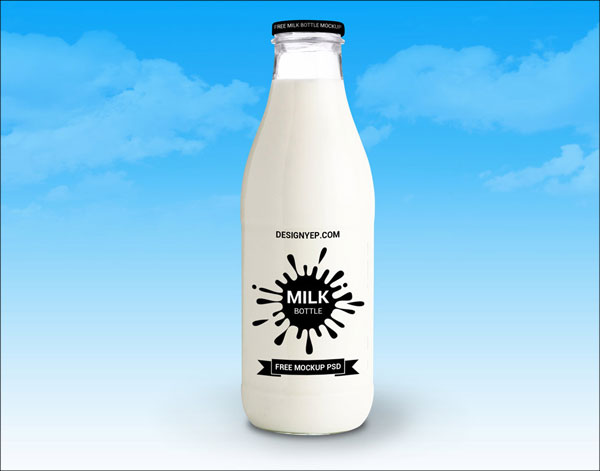Free PSD Milk Bottle Mockup