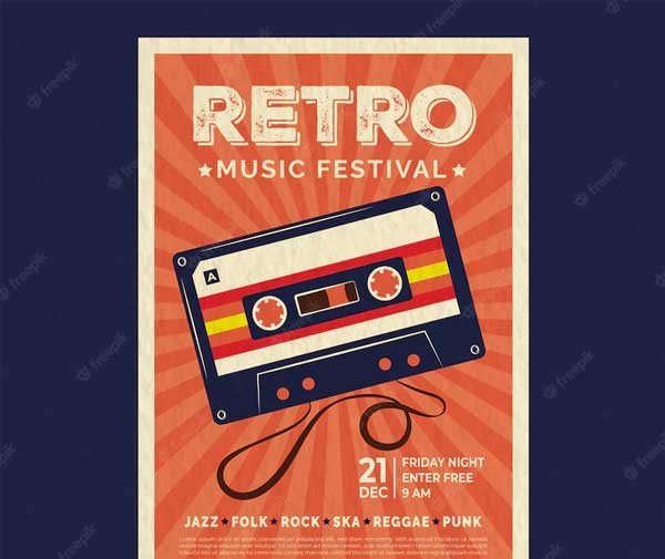 Free PSD Retro Party Flyer Template