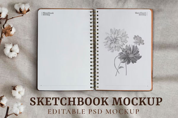 Free PSD Sketchbook Mockup Template
