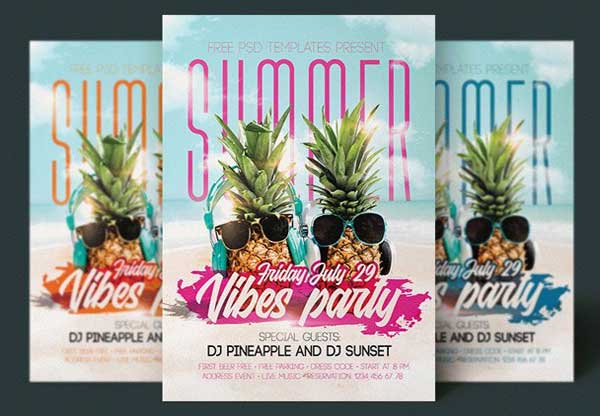 Free PSD Summer Vibes Party Flyer