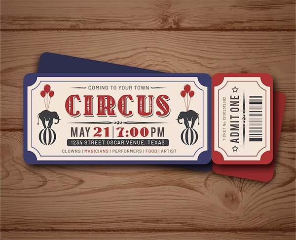 Free PSD Vintage Circus Ticket Templates