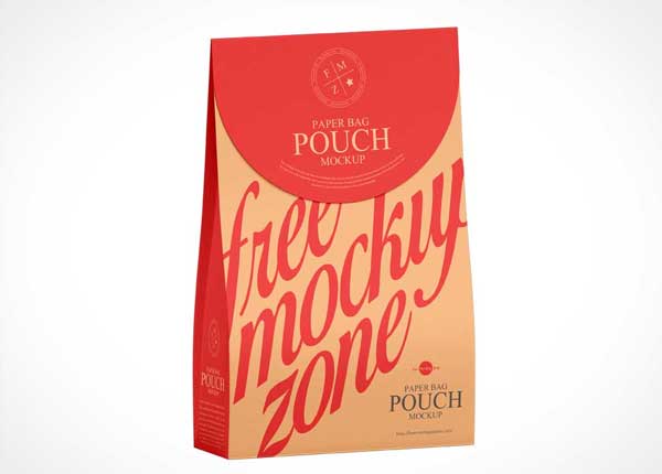 Free Paper Pouch Bag PSD Mockup