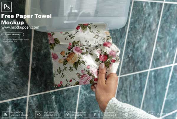 Free Paper Towel Mockup PSD Template