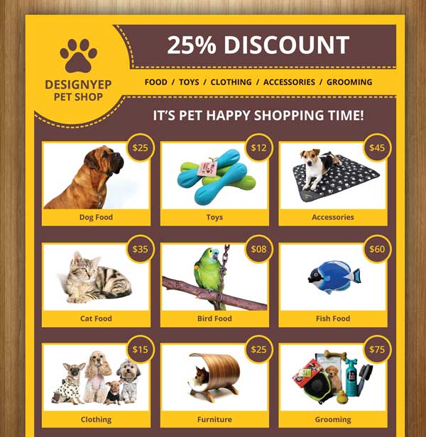 Free Pet Shop Flyer PSD Template