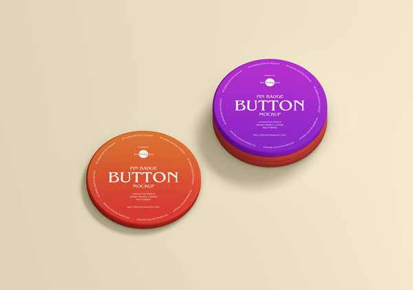 Free Pin Badge Button Mockup Design