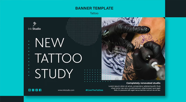 Free Professional Tattoo Studio Banner Template