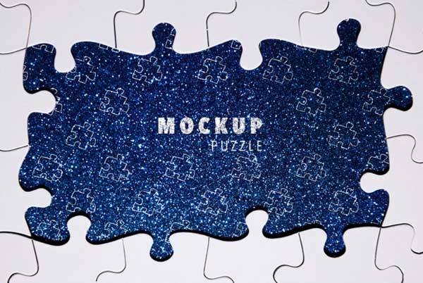 Free Puzzle Pieces on Glitter Mockups