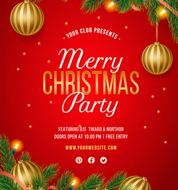 Free Red Christmas Party Flyer Template