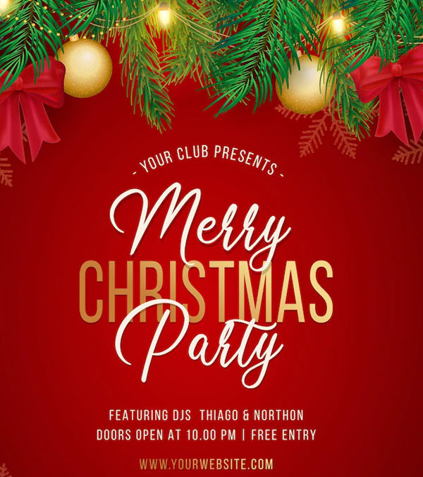 Free Red Merry Christmas Party Flyer Template