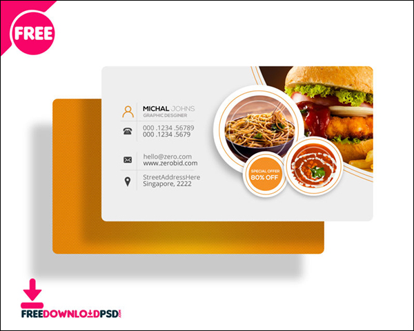 Free Restaurant Business Card PSD