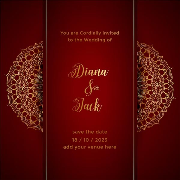 Free Royal Mandala Wedding Invitation Template
