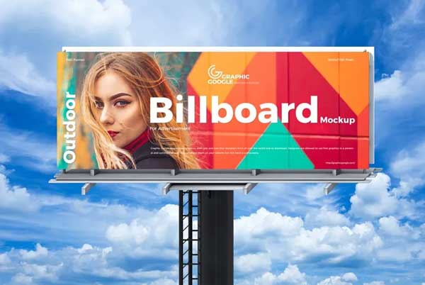 Free Sky Outdoor Billboard Mockup