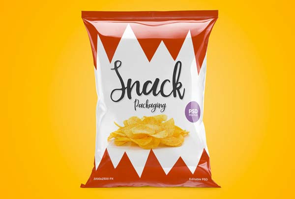 Free Snack Pack Pouch Packaging Mockup PSD Template