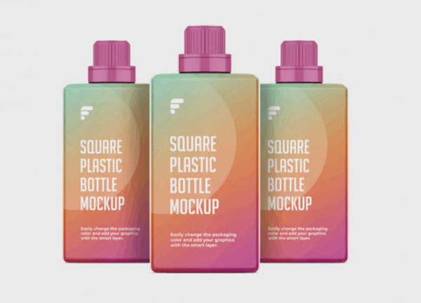 Free Square Plastic Bottle Mockup