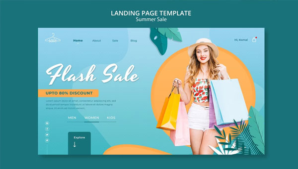 Free Summer Sales Landing Page Banner