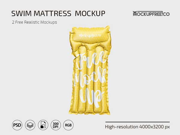 Free Swim Mattress PSD Mockup