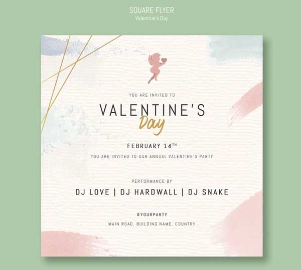 Free Valentines Day Square Invitation Template