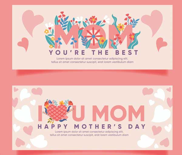 Free Vector Flat Mother's Day Banners Set