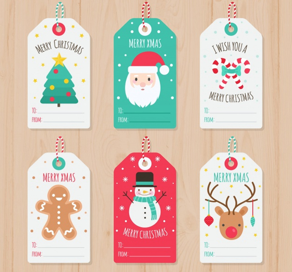 Free Vector Pretty Christmas Tags and Cards