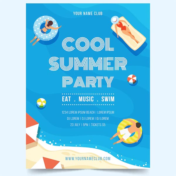 Free Vector Summer Party Flyer Template
