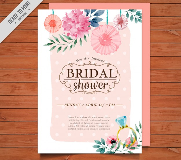 Free Watercolor Floral Bridal Shower Invitation