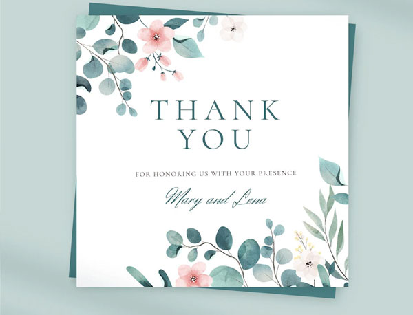 Free Watercolor Thank You Card Template