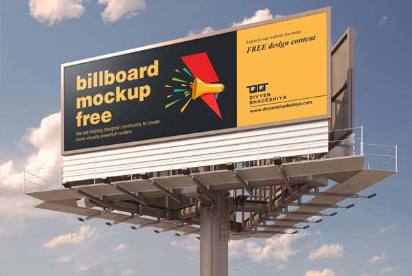 Free Wide Billboard Mockup