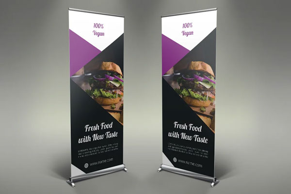Fresh Food Restaurant Rollup Signage Template