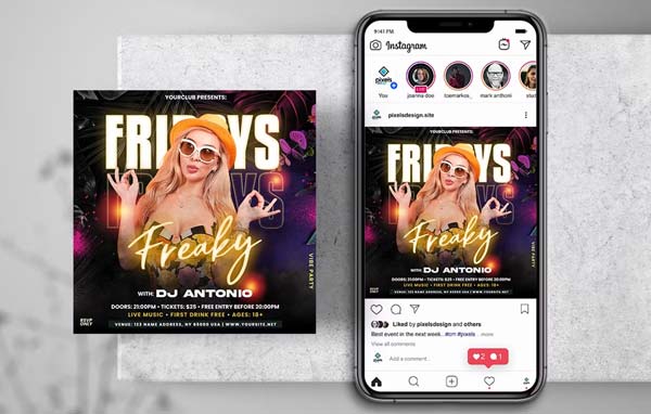 Fridays Party Instagram Flyer Design