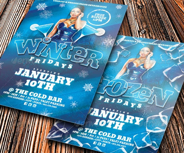 Frozen Winter Fridays Party Flyer Template
