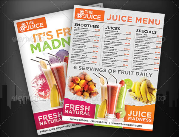 Fruit Juice Menu Flyer