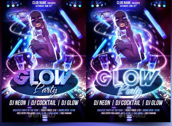 Fully Editable Glow Party Flyer