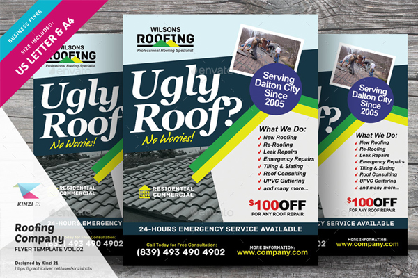 Fully Editable Roofing Services Flyer