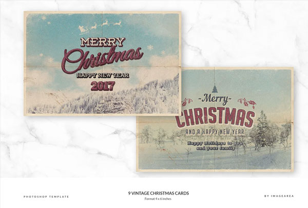 Fully Editable Vintage Christmas Cards