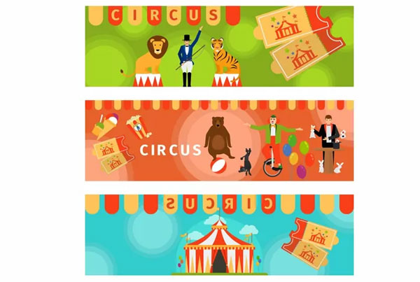 Fun Flat Elements Circus Banners