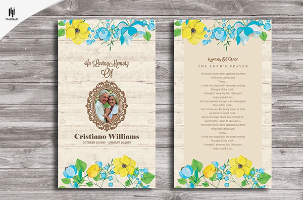 Funeral Prayer Cards or Flyer Template