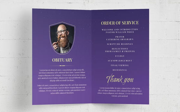 Funeral Program Bifold Brochure Design Template