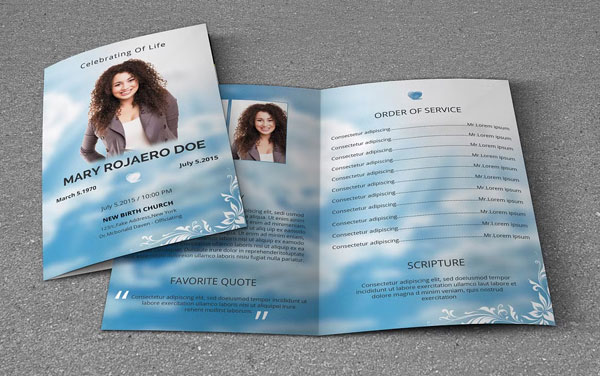 Funeral Program Brochure Template Download