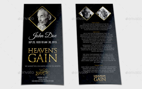 Funeral Program Rackcard Template
