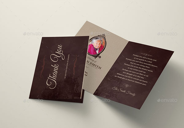 Funeral Program Thank You Card Template