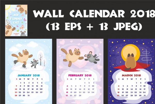 Funny Cat Wall Calendar 2018