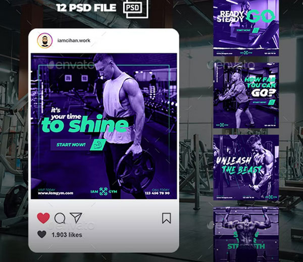 GYM Instagram Post and Stories