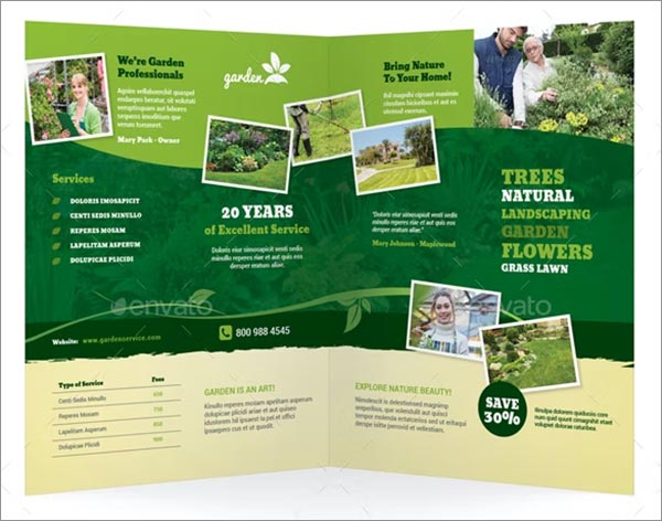 Garden Service Bifold Brochure Template