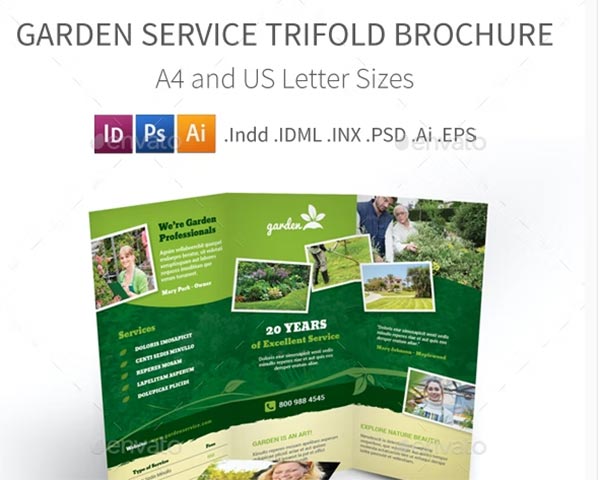 Garden Service Trifold Brochure Template