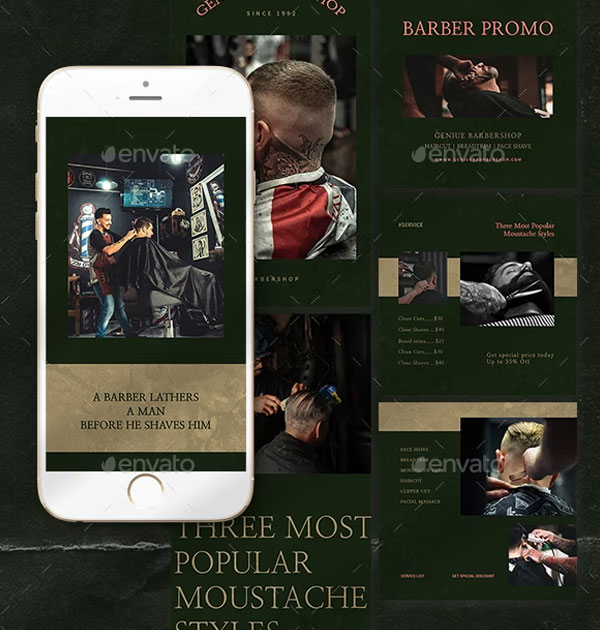 Geniue Barbershop Instagram Templates