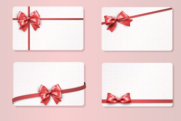 Gift Cards With Red Ribbons Free Vector