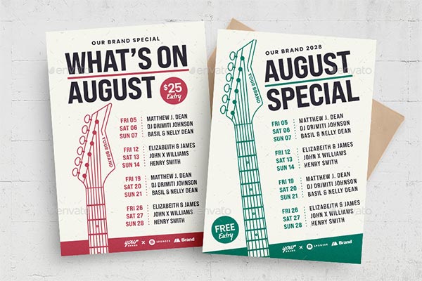 Gig Guide Guitar Flyer Template