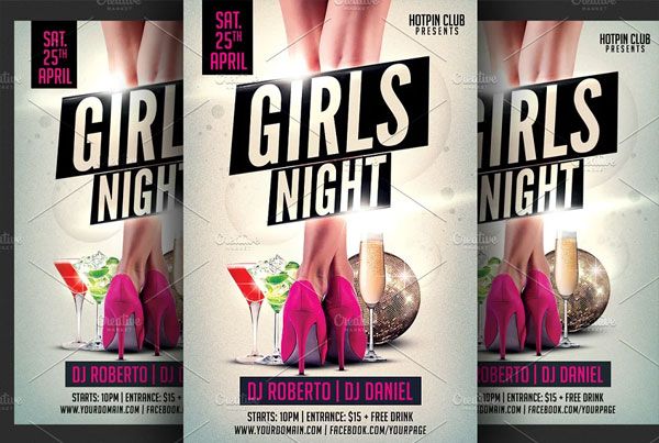 Girls-Ladies Late Night Party Flyer